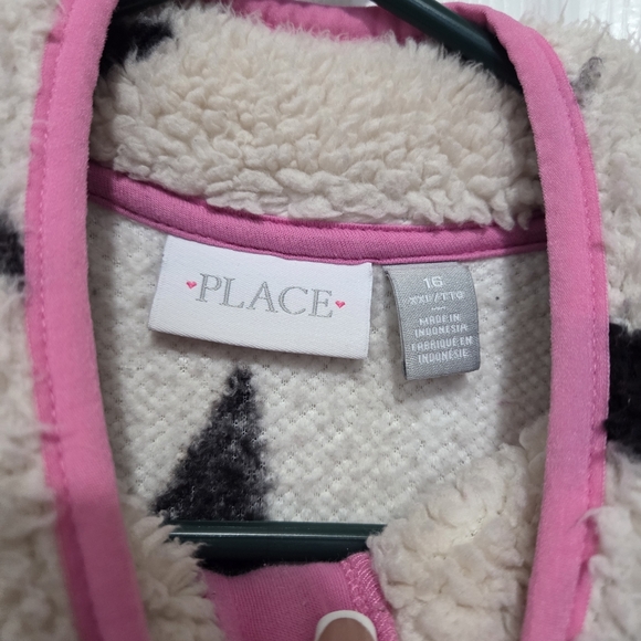 The Children's Place Girl Star Print Sherpa Half Zip Pullover Tan Sweater Sz XXL - Picture 6 of 9